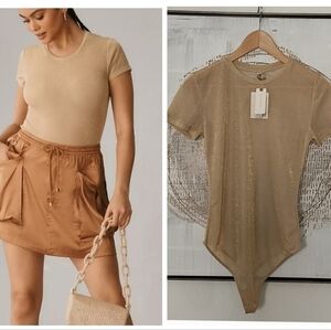 New Anthropologie Gold Bodysuit Size M